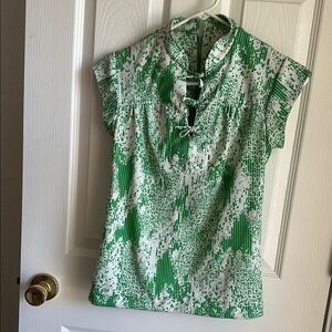 Green and White Women's Top
